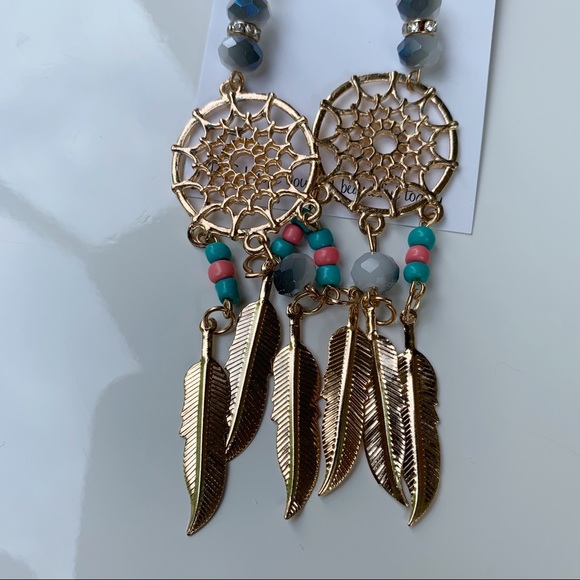 Boho dream catcher hoop earrings - Picture 2 of 5